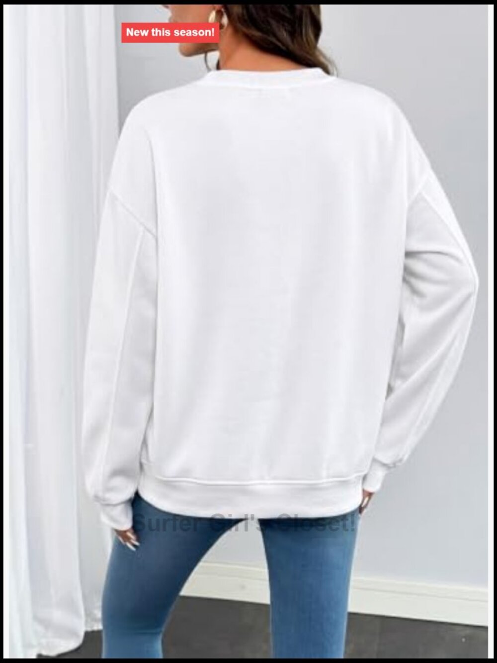 Women's Crewneck Long Sleeve Acid Wash Sweatshirt Relaxed Fit - Picture 4 of 7